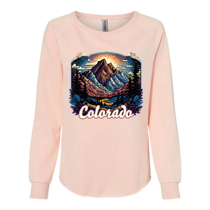 Colorado Mountains Classic Graphic Design Colorado Womens California Wash Sweatshirt