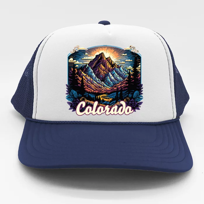 Colorado Mountains Classic Graphic Design Colorado Trucker Hat