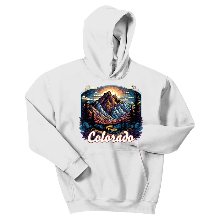 Colorado Mountains Classic Graphic Design Colorado Kids Hoodie