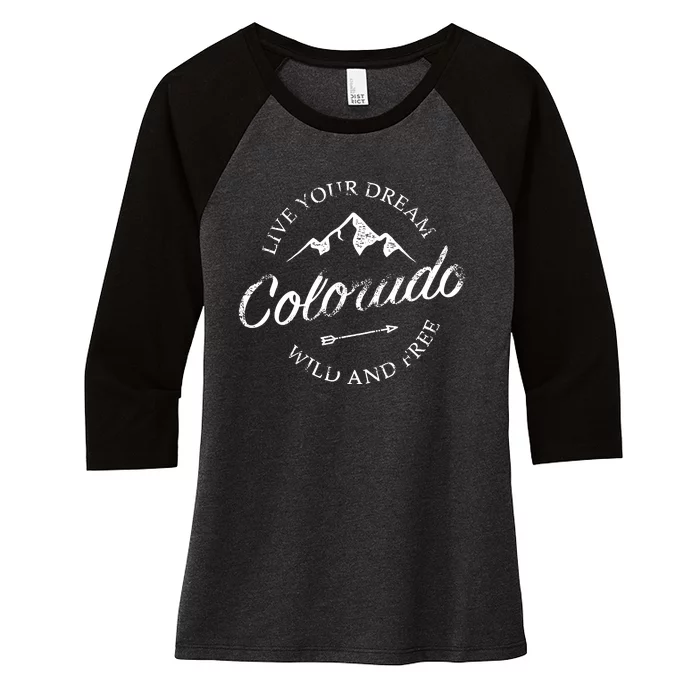 Colorado Mountains Women's Tri-Blend 3/4-Sleeve Raglan Shirt