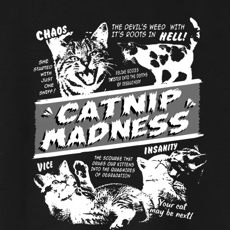 Catnip Madness Cute Kitten Funny Cat Pet Humor Women's Crop Top Tee