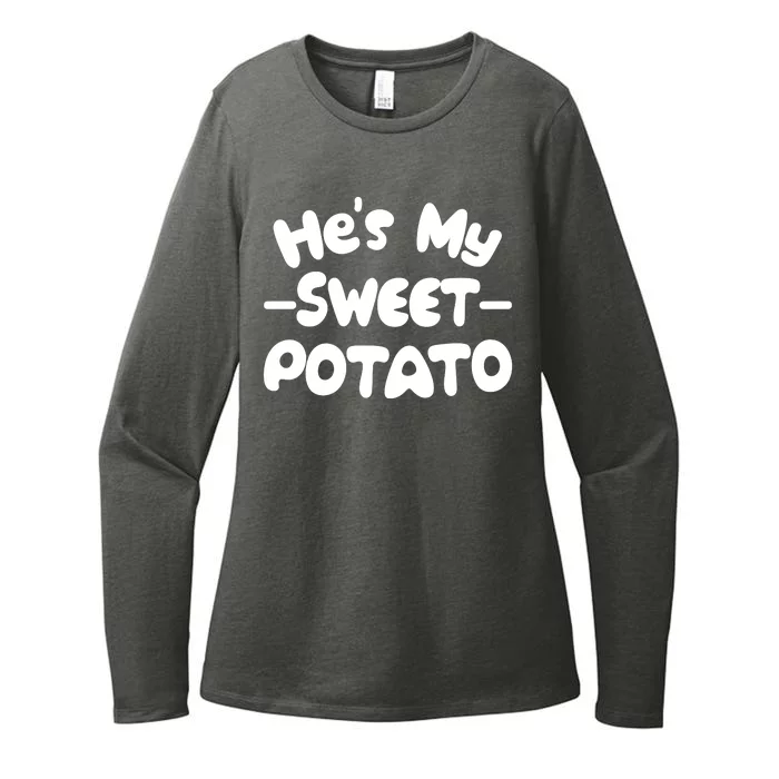 Cute Matching Couples He's My Sweet Potato Womens CVC Long Sleeve Shirt