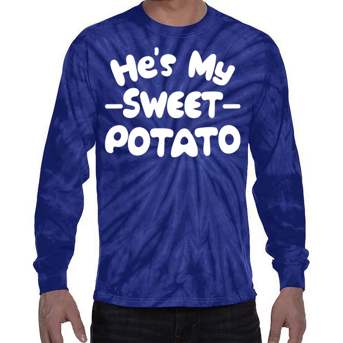 Cute Matching Couples He's My Sweet Potato Tie-Dye Long Sleeve Shirt