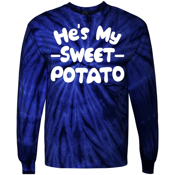 Cute Matching Couples He's My Sweet Potato Tie-Dye Long Sleeve Shirt