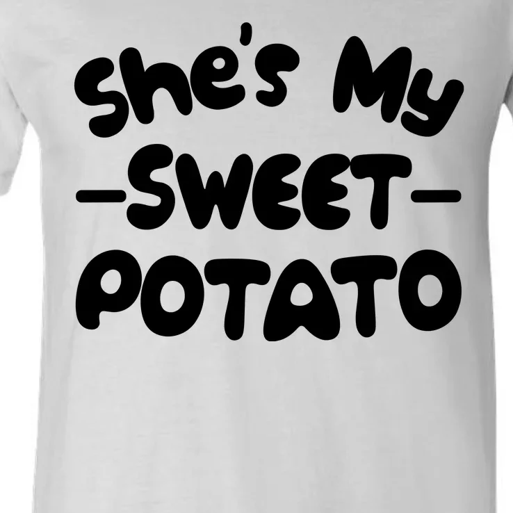 Cute Matching Couples She's My Sweet Potato V-Neck T-Shirt