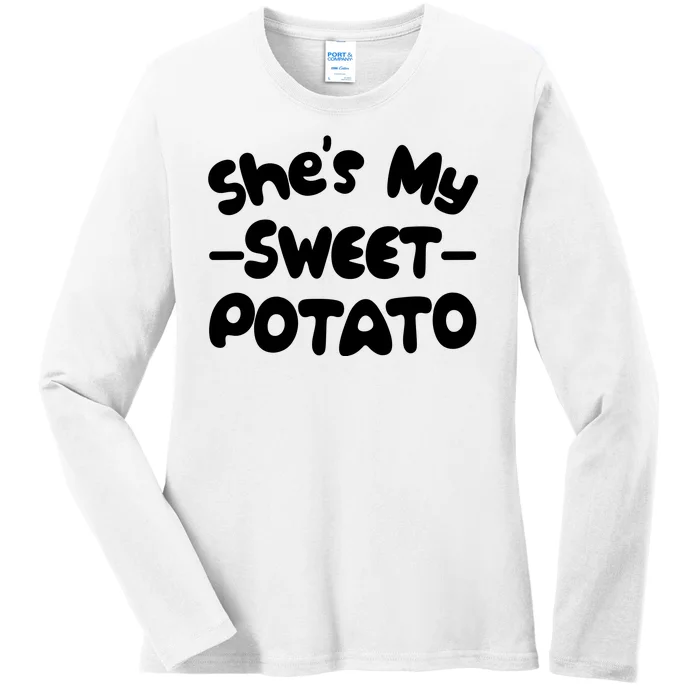 Cute Matching Couples She's My Sweet Potato Ladies Long Sleeve Shirt