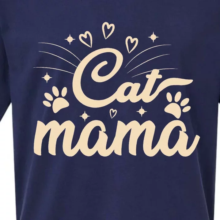 Cat Mama Cat Mom Funny Cat Paw Classic Sueded Cloud Jersey T-Shirt