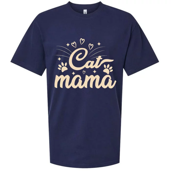 Cat Mama Cat Mom Funny Cat Paw Classic Sueded Cloud Jersey T-Shirt