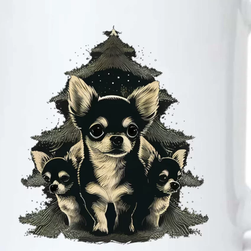 Chihuahua Merry Christmas Xmas Tree Cute Dog Funny Gift Black Color Changing Mug