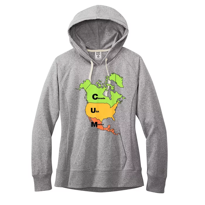 Cum Map Canada Usa And Mexico Women's Fleece Hoodie