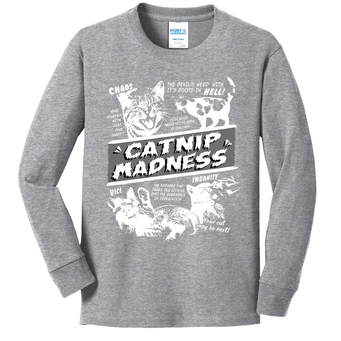 Catnip Madness Cute Kitten Funny Cat Pet Humor Kids Long Sleeve Shirt