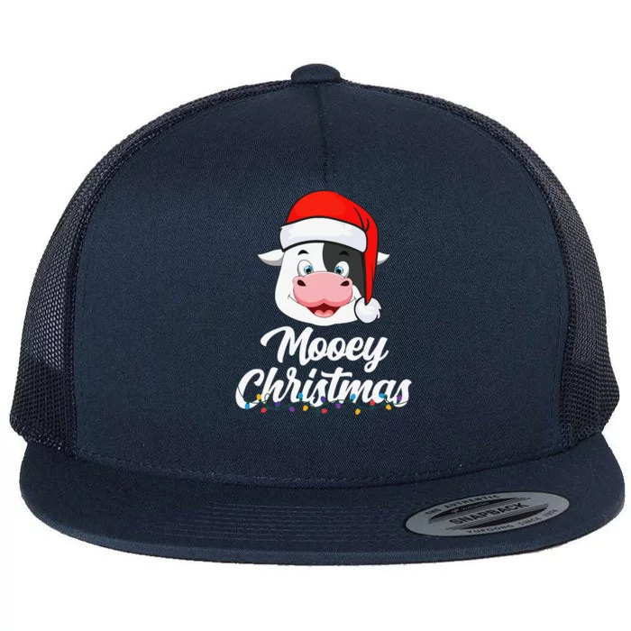 Cow Mooey Christmas Santa For Cow Lovers Flat Bill Trucker Hat