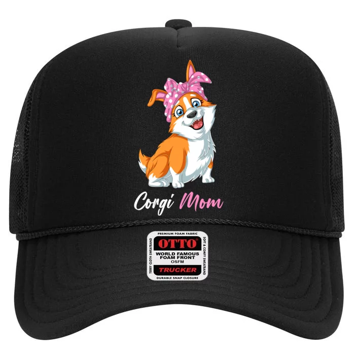 Corgi Mom High Crown Mesh Trucker Hat