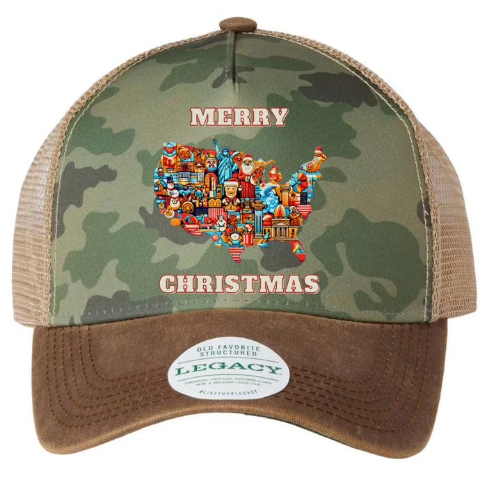 Colorful Merry Christmas Unique Us Map Legacy Tie Dye Trucker Hat