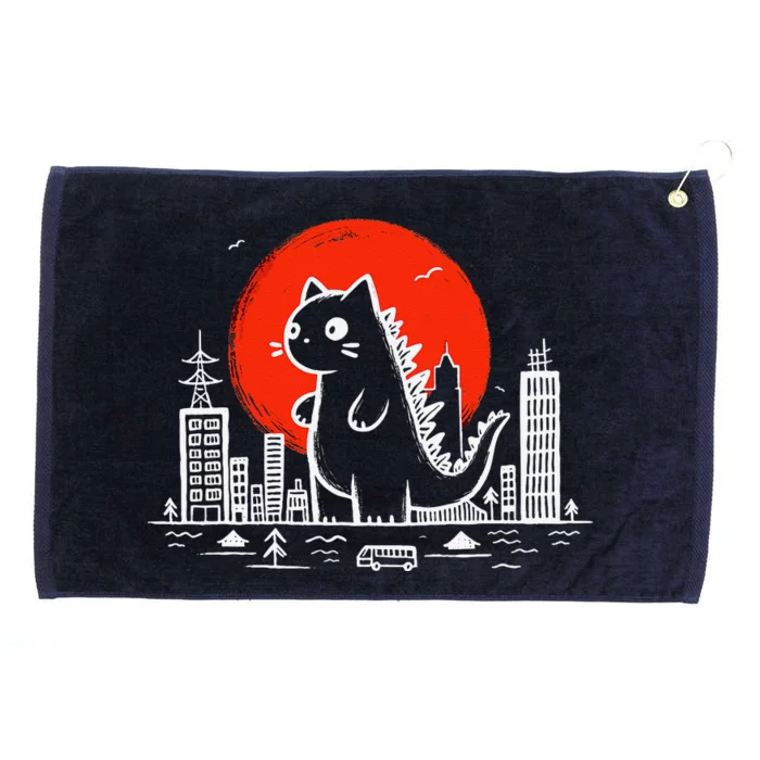 Catzilla Monster Cat Memes Retro Japan Kawaii Kaiju Grommeted Golf Towel