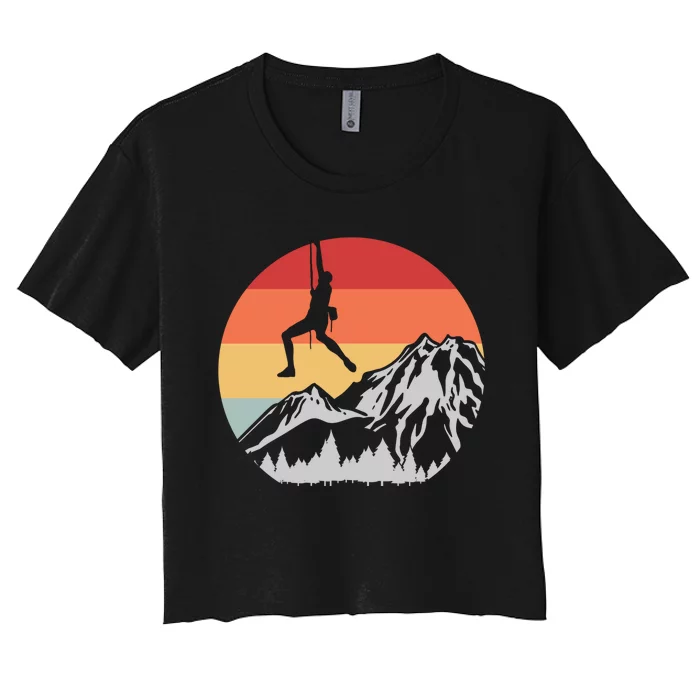 Climbing Mountain Climber Hiking Climb Funny Gift Women's Crop Top Tee