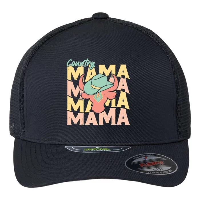 Country Mama Cowgirl Cute Mom Gift Flexfit Unipanel Trucker Cap