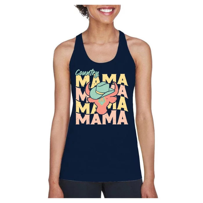 Country Mama Cowgirl Cute Mom Gift Women's Racerback Tank