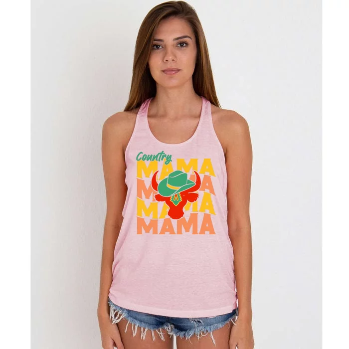 Country Mama Cowgirl Cute Mom Gift Women's Knotted Racerback Tank