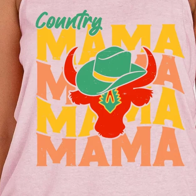 Country Mama Cowgirl Cute Mom Gift Women's Knotted Racerback Tank