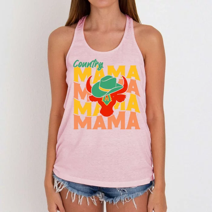 Country Mama Cowgirl Cute Mom Gift Women's Knotted Racerback Tank