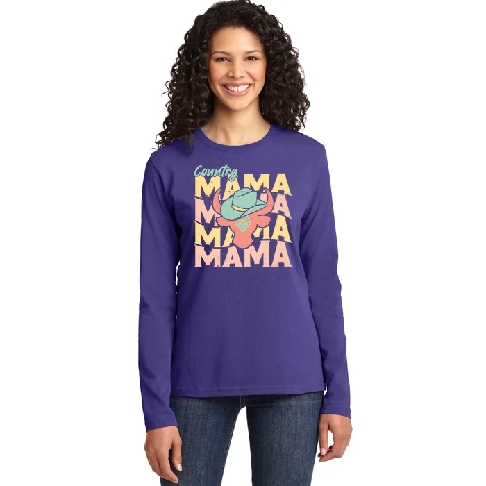 Country Mama Cowgirl Cute Mom Gift Ladies Long Sleeve Shirt