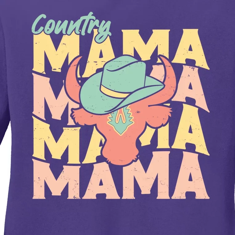 Country Mama Cowgirl Cute Mom Gift Ladies Long Sleeve Shirt