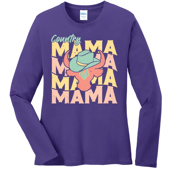 Country Mama Cowgirl Cute Mom Gift Ladies Long Sleeve Shirt