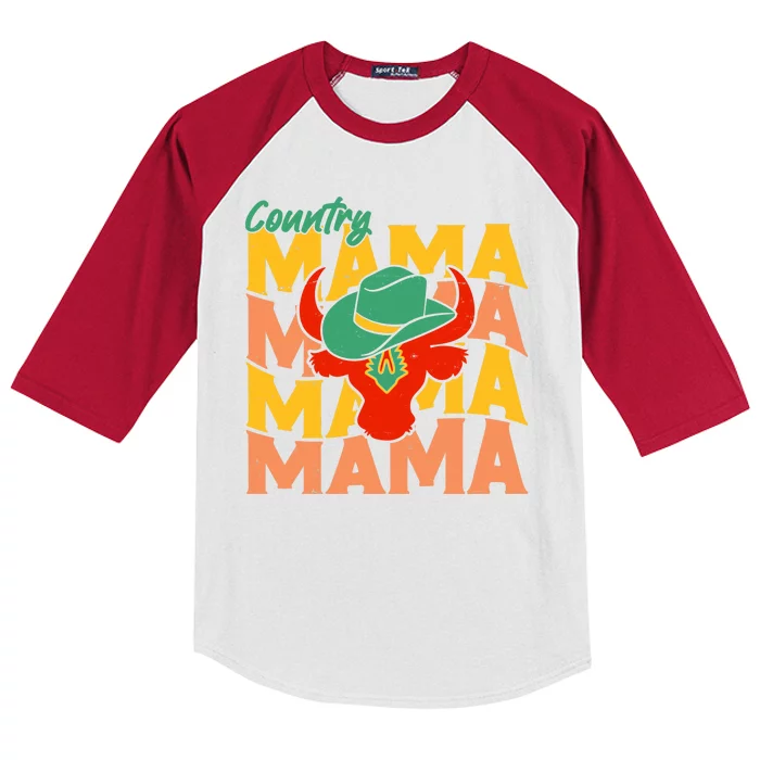 Country Mama Cowgirl Cute Mom Gift Kids Colorblock Raglan Jersey