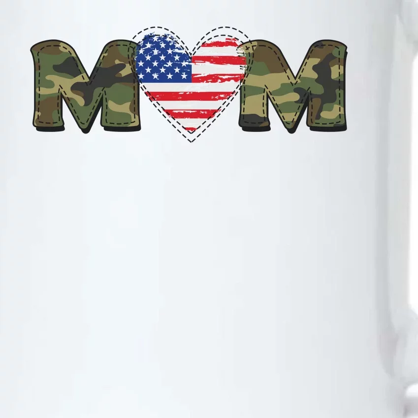 Cute Military Camouflage Mom American USA Flag Heart Black Color Changing Mug