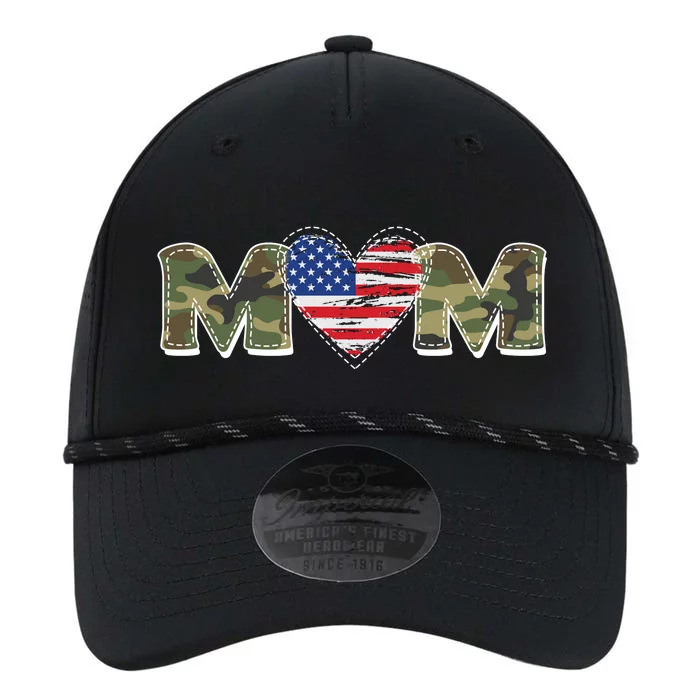 Cute Military Camouflage Mom American USA Flag Heart Performance The Dyno Cap