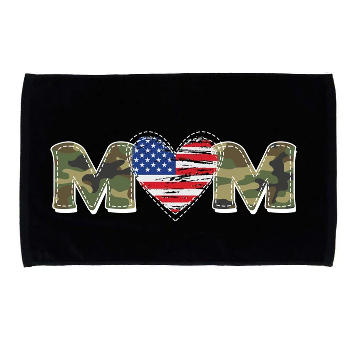 Cute Military Camouflage Mom American USA Flag Heart Microfiber Hand Towel