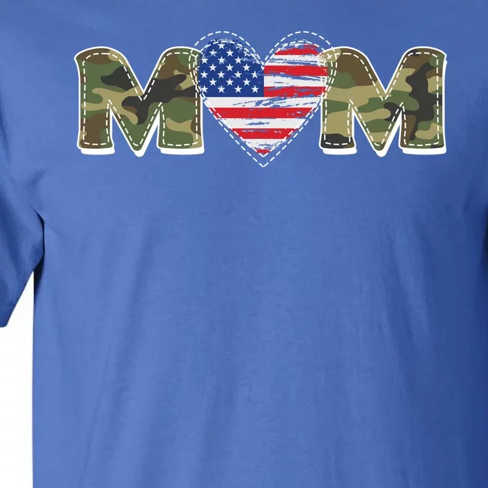 Cute Military Camouflage Mom American USA Flag Heart Tall T-Shirt