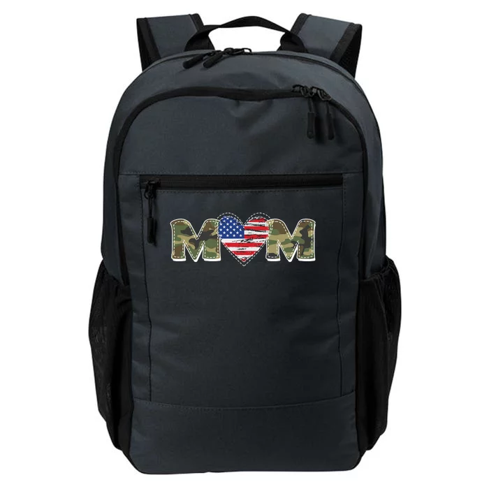 Cute Military Camouflage Mom American USA Flag Heart Daily Commute Backpack