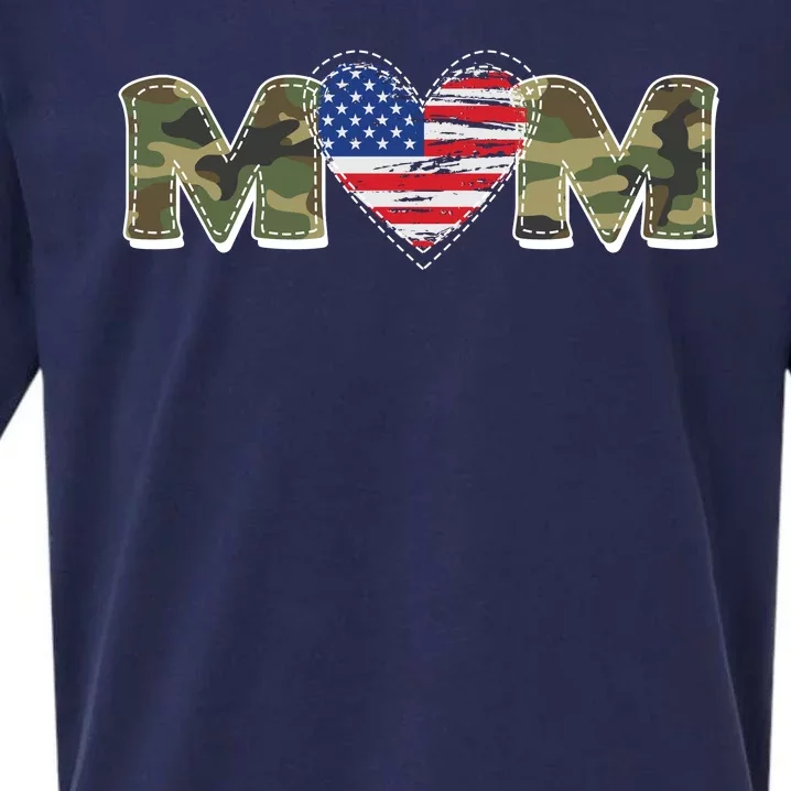 Cute Military Camouflage Mom American USA Flag Heart Sueded Cloud Jersey T-Shirt