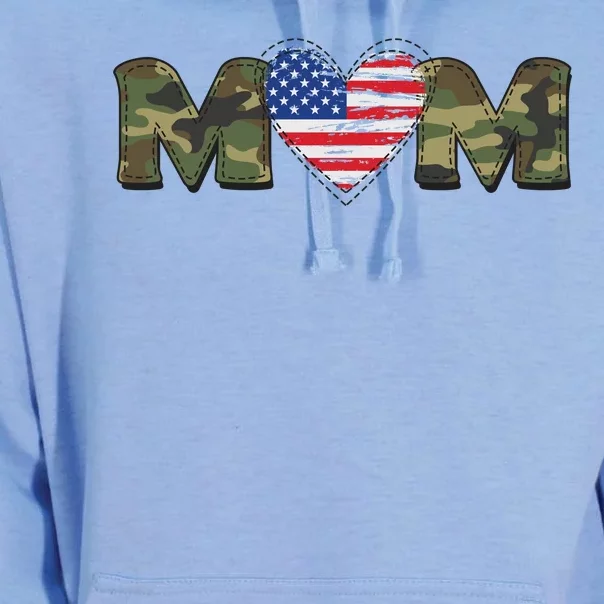 Cute Military Camouflage Mom American USA Flag Heart Unisex Surf Hoodie