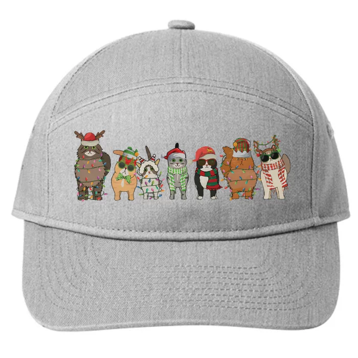 Cats Merry Christmas Cat Lovers Xmas 7-Panel Snapback Hat