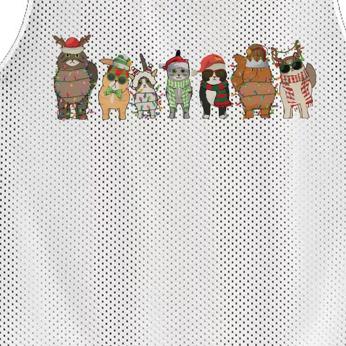 Cats Merry Christmas Cat Lovers Xmas Mesh Reversible Basketball Jersey Tank