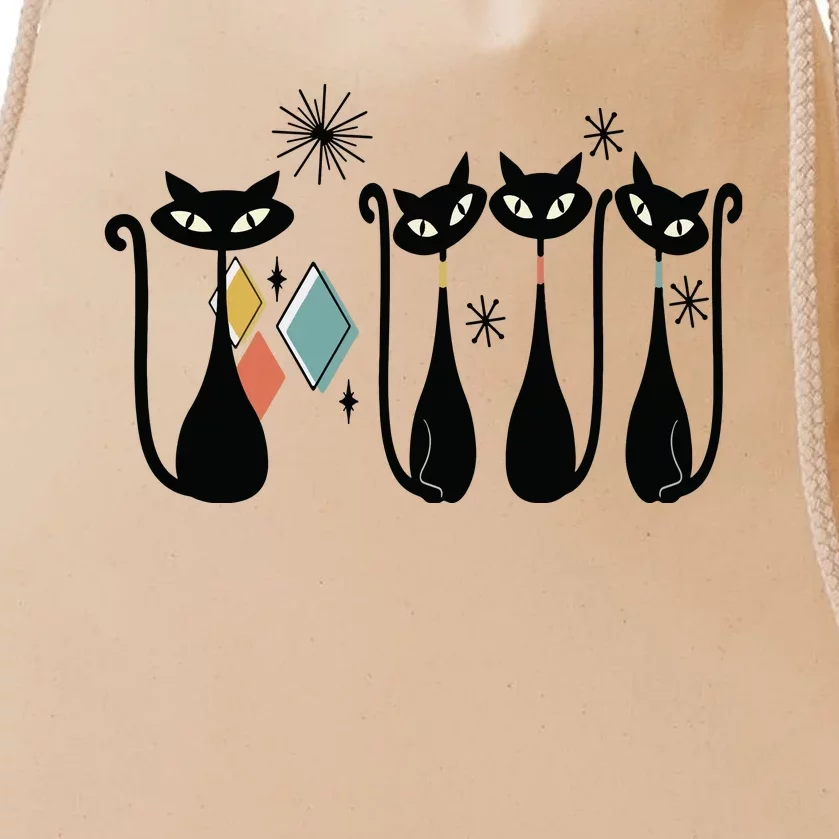 Cat Mid Century Cats 50s Cats Atomic Cats Drawstring Bag