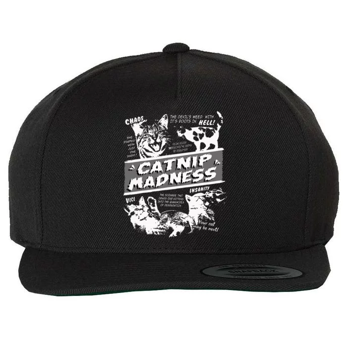 Catnip Madness Cute Kitten Funny Cat Pet Humor Wool Snapback Cap