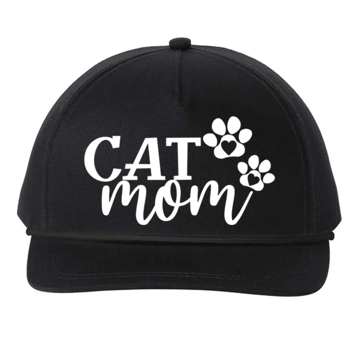 Cat Mom Cat Paws Cat Lover Funny Cute Cat Great Gift Snapback Five-Panel Rope Hat