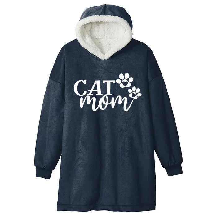 Cat Mom Cat Paws Cat Lover Funny Cute Cat Great Gift Hooded Wearable Blanket