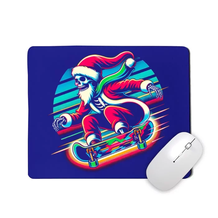 Cool Merry Christmas Santa Skeleton Skateboarding Skater Gift Mousepad