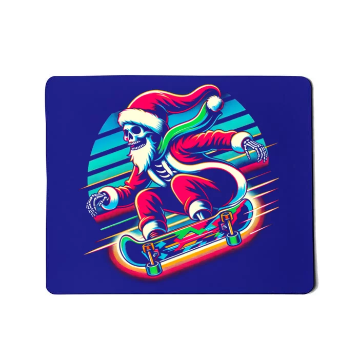 Cool Merry Christmas Santa Skeleton Skateboarding Skater Gift Mousepad