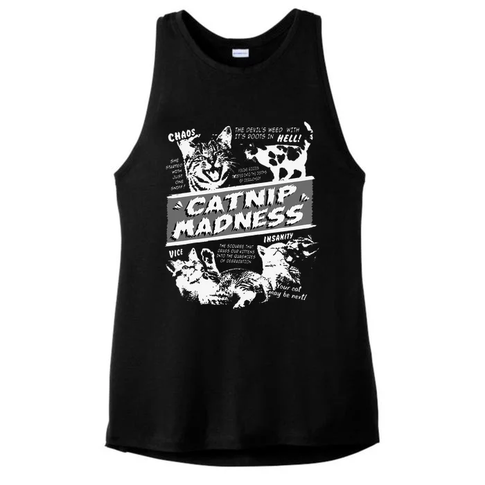 Catnip Madness Cute Kitten Funny Cat Pet Humor Ladies Tri-Blend Wicking Tank