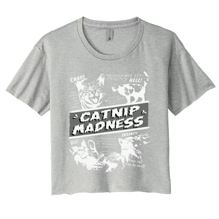 Catnip Madness Cute Kitten Funny Cat Pet Humor Women's Crop Top Tee