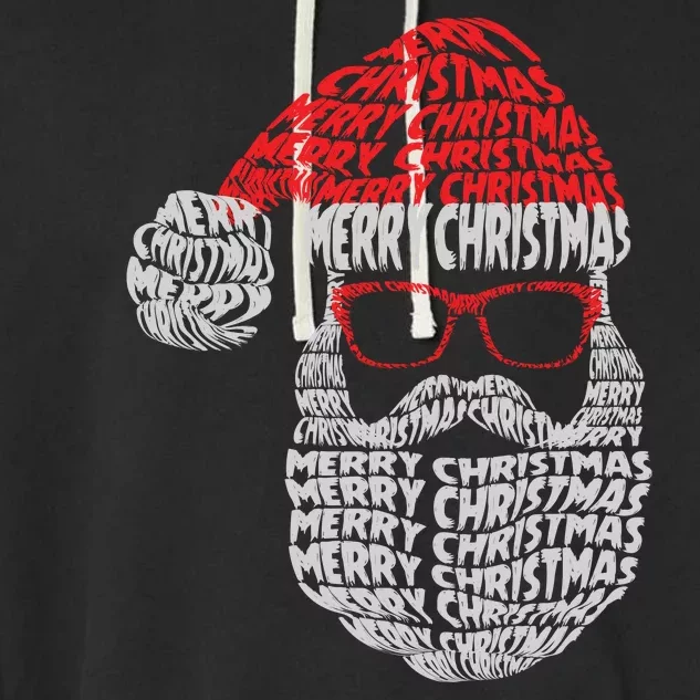 Cool Merry Christmas Text Art Santa Claus Garment-Dyed Fleece Hoodie