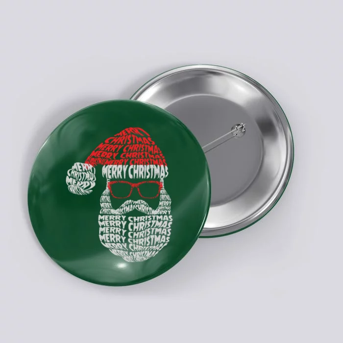 Cool Merry Christmas Text Art Santa Claus Button