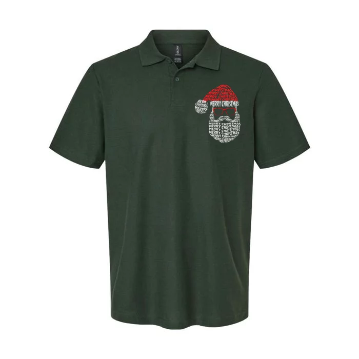 Cool Merry Christmas Text Art Santa Claus Softstyle Adult Sport Polo