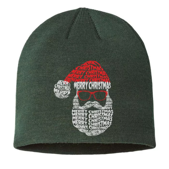 Cool Merry Christmas Text Art Santa Claus 8 1/2in Sustainable Knit Beanie